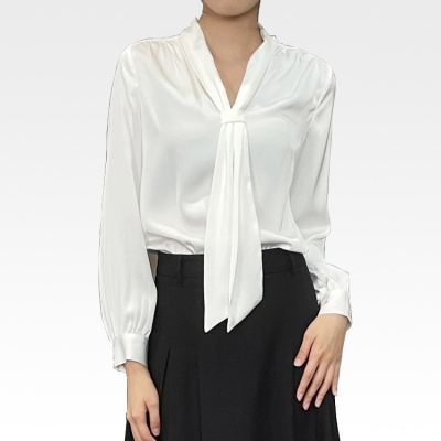 2023夏季新款飘带领职业装通勤百搭女士衬衫