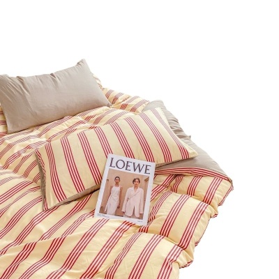 A类母婴级四件套双层纱纯水洗棉全被套ins风床单宿舍床笠4三件套