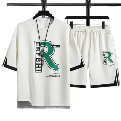 套装男夏一整套新款男士宽松大码短袖套装男冰丝休闲两件套