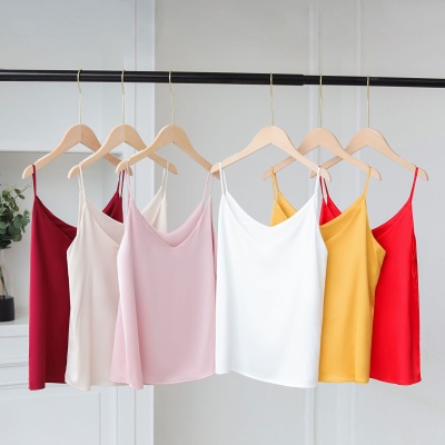 真丝吊带女V领春夏装季内搭上衣辣妹打底衫设计感醋酸外穿小背心