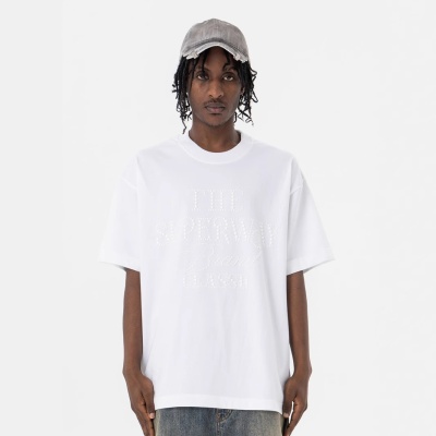 澜海男装285G字母烫钻工艺2025春夏新品潮牌休闲百搭宽松短袖T恤