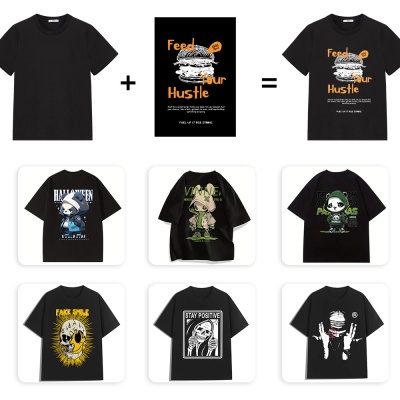 外贸热卖重磅潮牌男装t恤小领口oversize休闲短袖男涤纶上衣批发