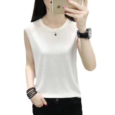 2023新款无袖背心女外穿小清新短款ins冰丝针织t恤女内搭性感打底