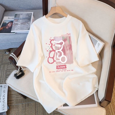 夏季学生T恤上衣男女同款230g重磅纯棉短袖打底衫大码女装潮牌t恤