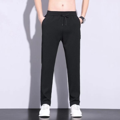 夏季薄款直筒休闲裤男士透气弹力百搭商务潮流显瘦冰丝裤子男款