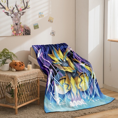 皮卡丘双面法兰绒单面 数码印花毛毯盖毯空调被一件代发来图制作