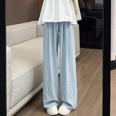 白色奶芙山本裤女夏薄款2025新款小个子宽松慵懒风休闲直筒阔腿裤