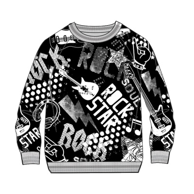 跨境重磅秋冬男士圆领卫衣定制3D数码印花全涤面料上衣男装刺绣