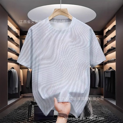 欧美外贸新款男装淡纹简约风3D数码印花宽松圆领短袖男女标码T恤