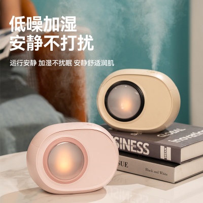 跨境新品小型便携充电双喷动态烛光火焰灯USB大雾量桌面加湿器