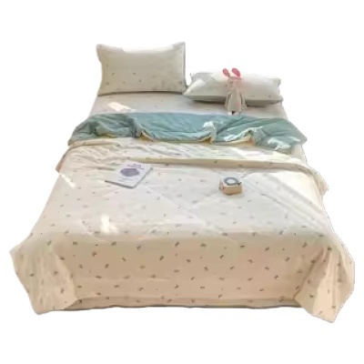 新款抗菌超柔云感双层纱印花床盖夏被四件套家用夏凉被舒爽空调被