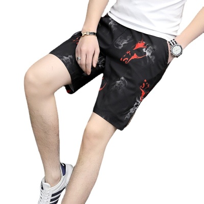 外贸男装夏季松紧花色五分休闲短裤潮青少年韩版修身男士印花短裤