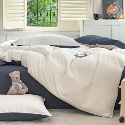 严选四件套ins纯色磨毛床上用品学生宿舍床单被套三件套批发春季