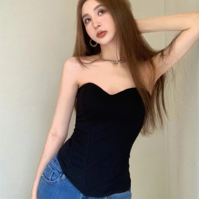 塑身鱼骨裹胸女背心性感高腰修身欧美时尚自带胸垫防滑条抹胸胸衣