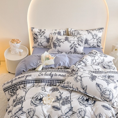 A类母婴级ins裸睡四件套清新全水洗棉床单被套床笠款纯棉宿舍三件