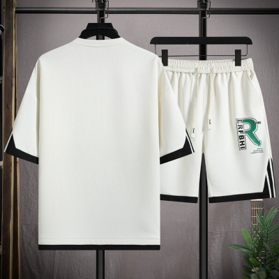 套装男夏一整套新款男士宽松大码短袖套装男冰丝休闲两件套