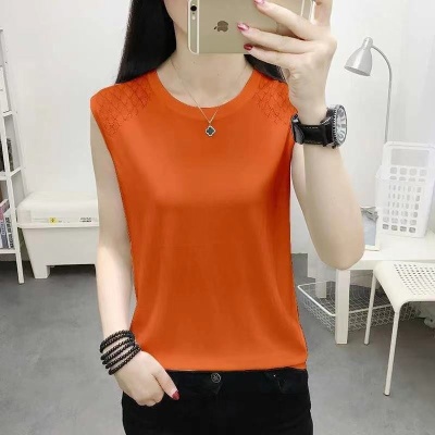 2023新款无袖背心女外穿小清新短款ins冰丝针织t恤女内搭性感打底
