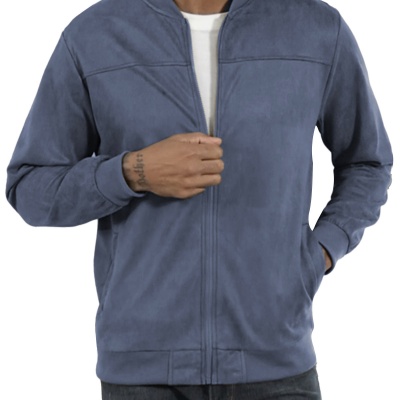 2025跨境亚马逊春秋季麂皮绒纯色男装拉链夹克休闲复古长袖夹克衫