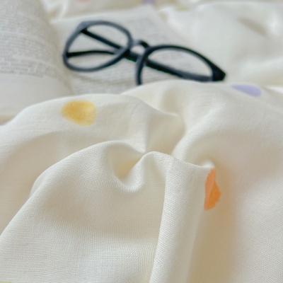 奶油风A类全棉双层纱四件套纯棉被套毛巾绣100床单床笠少女心床品