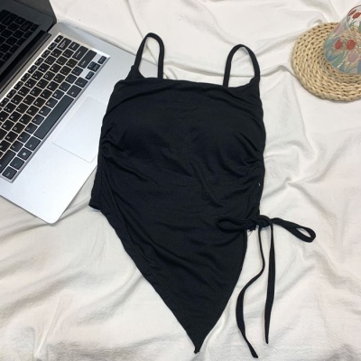 不规则开叉吊带背心女夏季系带设计感内搭带胸垫外穿甜辣抹胸上衣