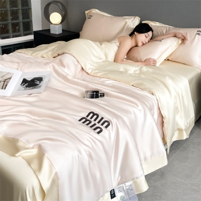 轻奢冰丝夏凉被四件套夏季丝滑裸睡空调被床上用品被子床单三件套