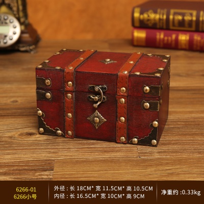 欧式复古木质带锁收纳盒家居储物箱木箱子装饰摆件密室逃脱道具箱