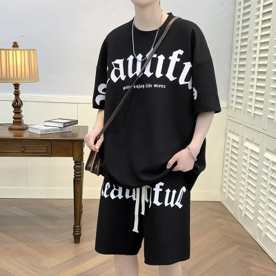 夏季薄款运动套装男士ins潮流搭配帅气校园风休闲短袖t恤夏装一套