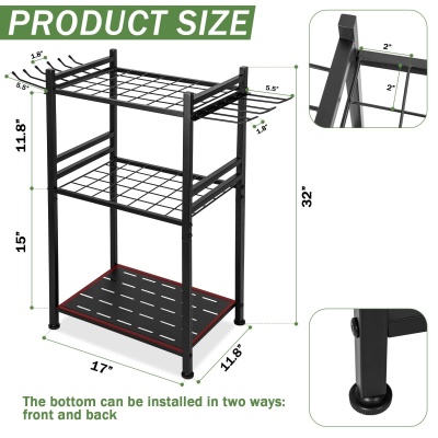 跨境亚马逊批发庭院清洁用具收纳架花园工具铲子扫帚车库置物架