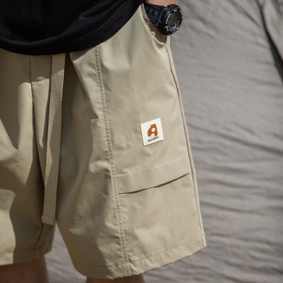 韩路男装 层次活页工装腰带短裤男夏季新款复古宽松五分休闲裤子