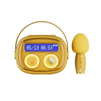 迪士尼热销新款歌词显示蓝牙音箱时钟闹钟无线麦克风K歌智能音响