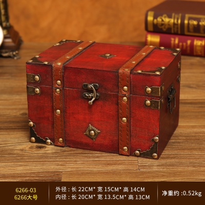 欧式复古木质带锁收纳盒家居储物箱木箱子装饰摆件密室逃脱道具箱