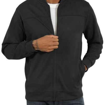 2025跨境亚马逊春秋季麂皮绒纯色男装拉链夹克休闲复古长袖夹克衫