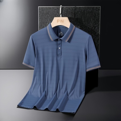 polo衫男装潮牌t恤爸爸装商务绅士冰丝降温T恤中老年休闲薄款男装