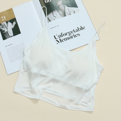 唐格 真丝U型美背内衣防走光抹胸吊带背心双层桑蚕丝光面文胸宽松