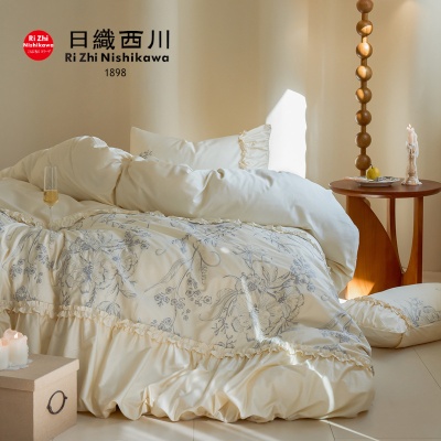 100S高支法式轻奢贡缎长绒棉全棉四件套高档纯棉被套床单床上用品