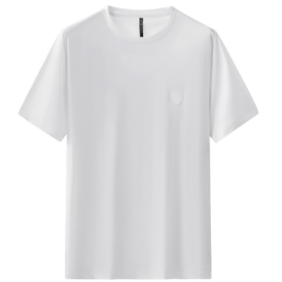 高端冰丝短袖t恤男夏季薄款大码男装圆领半袖纯白色男士打底衫898