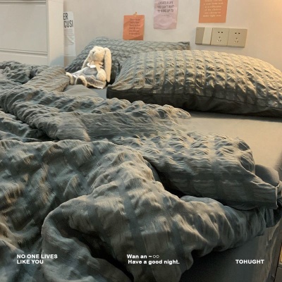 ins夏季温柔紫小泡芙夏被四件套凉感舒适夏凉被空调被宿舍三件套