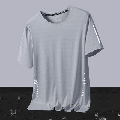 冰丝短袖t恤男夏季速干衣男士运动服男款上衣服中年爸爸装半袖T恤