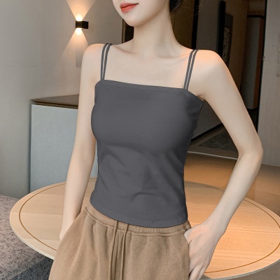 黑色小吊带背心女内搭春夏新款美背带胸垫一体遮副乳打底修身上衣