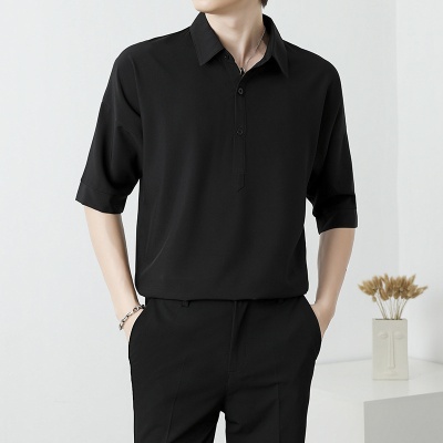 夏季男士polo短袖衫休闲透气翻领衫修身百搭复古T恤男上衣潮