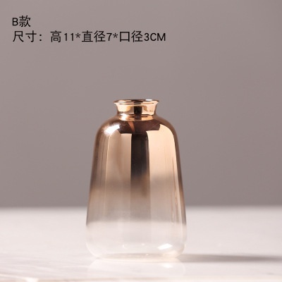 批发北欧现代电镀玻璃迷你小花瓶 水培花器  高品质桌面家居摆件