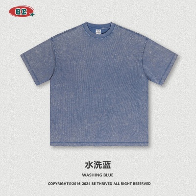 BE男装2025夏新款青少年水洗做旧短袖t恤男抑菌薄荷凉感短袖t恤男