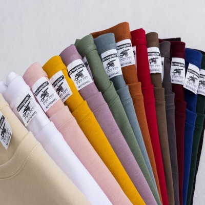 AG280克马克沁重磅阿美咔叽青年T恤短袖男纯棉小领口落肩加厚印字