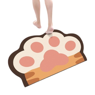 猫爪浴室地垫软胶硅藻泥吸水家用厕所卫生间门口踩脚垫进门地毯