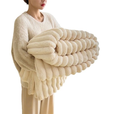 A类兔毛绒毛毯法莱绒毯子午睡毯珊瑚绒盖毯冬季加厚绒毯空调毯