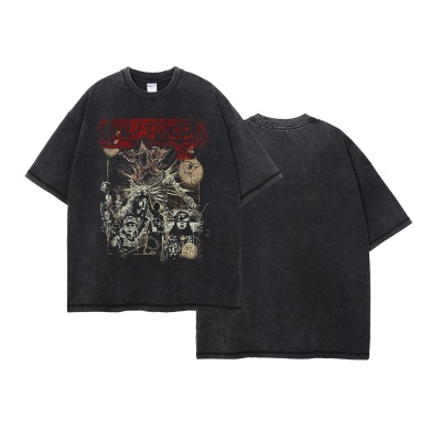 链潮男装丨2025夏季跨境潮牌男装短袖美式复古神秘个性印花t恤