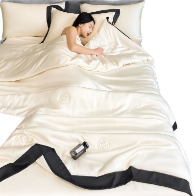 轻奢冰丝夏凉被四件套夏季丝滑裸睡空调被床上用品被子床单三件套