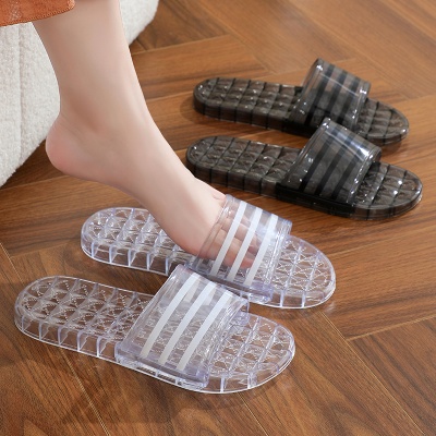 夏季爆款小众透明一字拖鞋2024新款潮款室内防滑洗澡沙滩平底凉鞋
