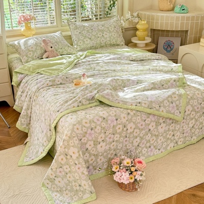 轻奢赫本风纯棉夏被床盖四件套云朵棉A类亲肤软空调被儿童薄凉被