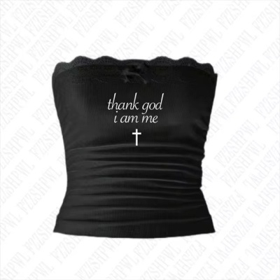 跨境新款美式夏季字母印花吊带抹胸 时尚辣妹抹胸吊带性感上衣